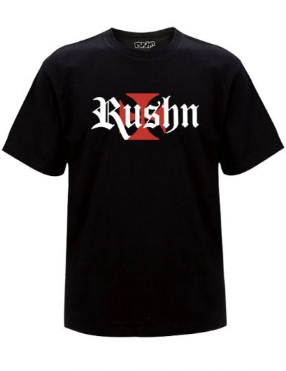 The rushn red cross black t-shirt