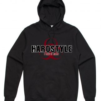 I Like it Hard Hardstyle hoodie that is black in colour