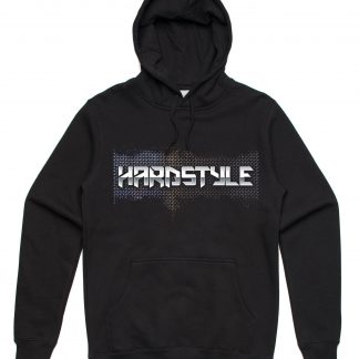 Hardstyle hoodie in black with a unisex sizing