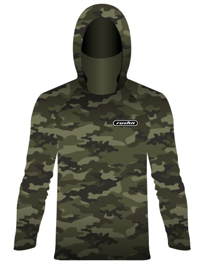 Rushn T-Shirt Long Sleeve Hoodie with face buff